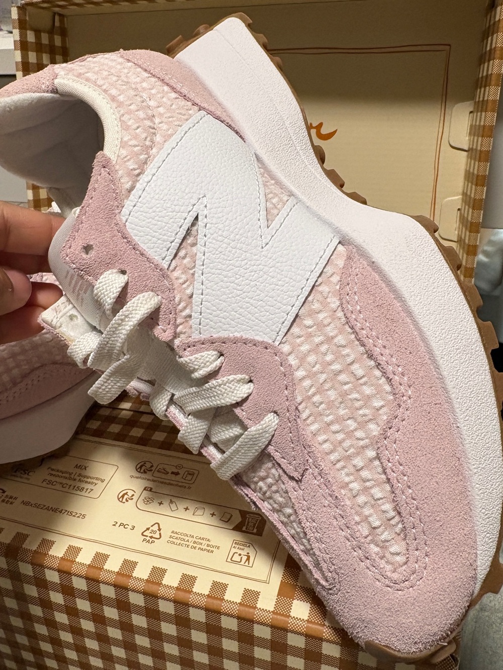 New Balance Women's Pink Suede & White Logo Sneaker